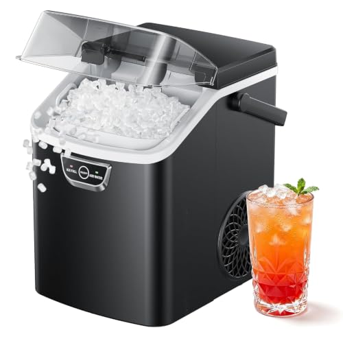 EUHOMY Nugget Ice Maker Countertop with Handle, Max 40lbs Daily S...