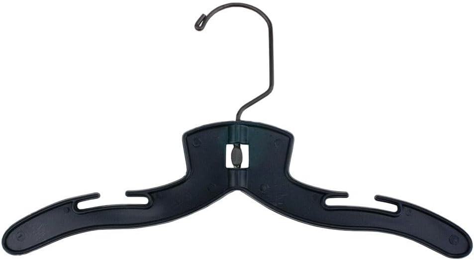 NAHANCO Children’s Plastic Shirt Hangers, Super Heavy Weight - 10" Black with Black Hook (Pack of 200), Made in USA