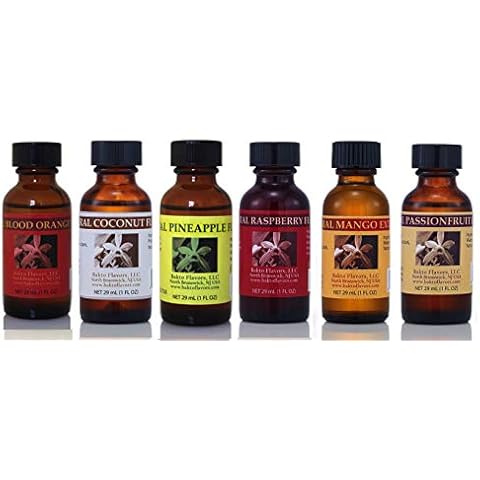 Bakto Flavors Natural Flavors Soda / Seltzer Collection Version 4 - 6 (1 FL OZ) Bottles - Passionfruit, Blood orange, Coconut, Raspberry, Pineapple, Mango Cover
