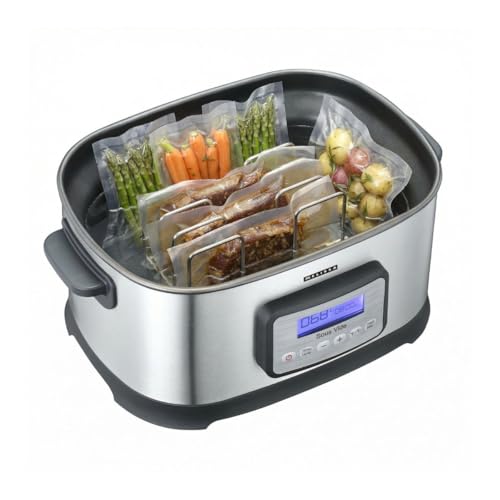 Melissa 6L Sous Vide 520W Precision Cooker with LCD Timer Adjustable Heating Time & Temperature Lid & Rack - Black/Stainless Steel