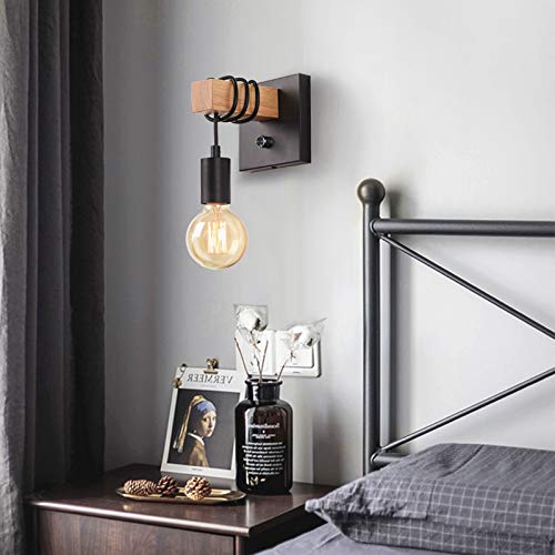 Lightess Black Wall Sconces Dimmable, Edison Wall Light With On/Off Dimmer Switch, 1-Light Industrial Farmhouse Wall Lamp For Barn Kitchen, Living Room, Lg9928784 #TOP3