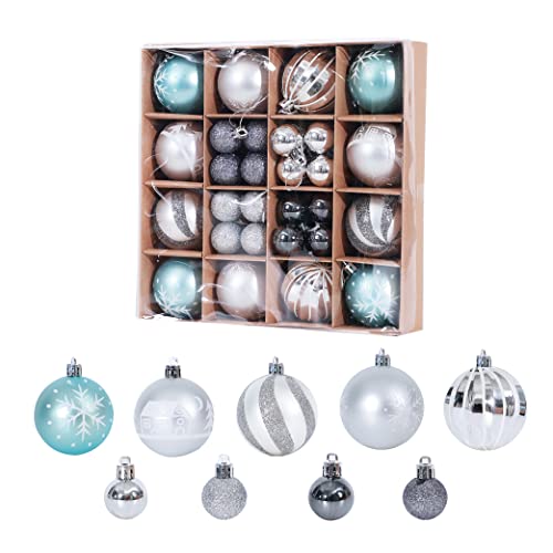 sfesnid 44 Piezas Bolas de Navidad de 3/6cm, Pintado Adornos Navideños para Arbol, Decoración de Bolas de Navidad Inastillable Plástico Regalos de Colgantes de Navidad Cover