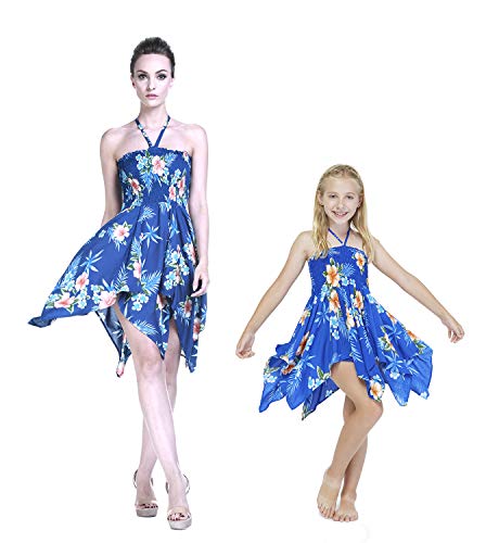 Mother & Daughter Matching Hawaiian Luau Dress Gypsy in Hibiscus