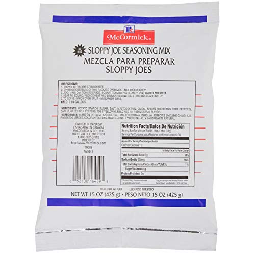 McCormick Culinary Sloppy Joe Seasoning Mix, 15 oz - One 15 ounce Bag of Sloppy Joe Mix, Perfect with Beef or Vegetables
