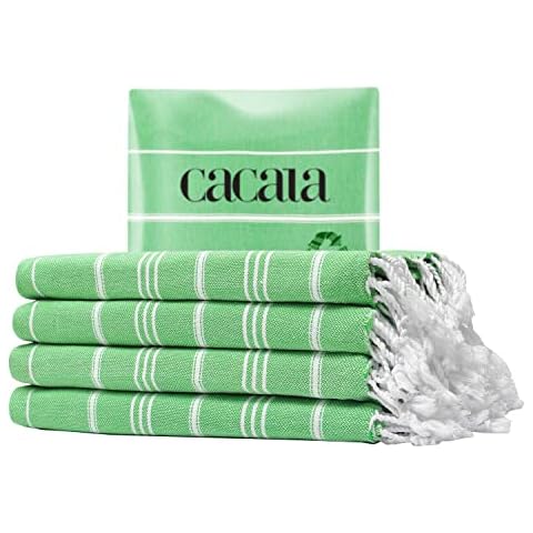 Cacala Pure Serie Türkische Handtücher - Satz von 4 Traditionelle Peshkir & Peshtemal für Bad, Küche und Baby Care - 100% Baumwolle, ultra-soft, schnelltrocknend, saugfähig - Hypoallergen Cover