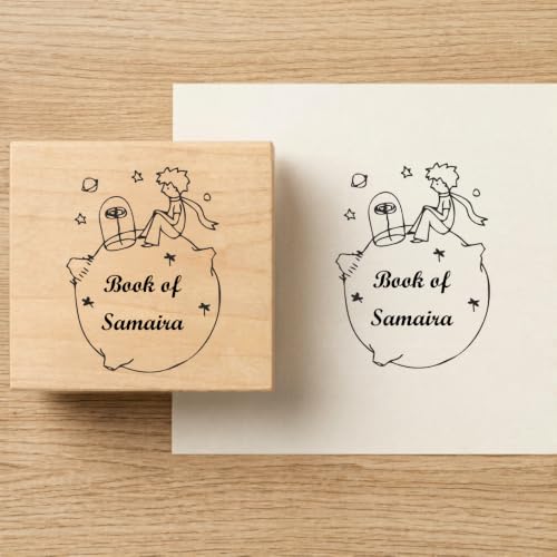 Image of Kunya Personalised Book Stamp with Your Name(3.5 cm Dia), customised for Stamping Books for Readers, Great Gift for booklovers, Kids, Teachers (Out of the World)