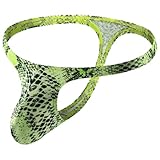 GNFVQLLE Mens Thong Male G String Underwear Soft Breathable Panties Snake Print Briefs Green