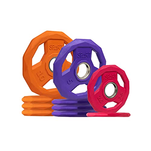 Image of SPART Color Coded Weight Plate 2-Inch Rubber Coated Olympic Grip Plate for Barbell, Solid Cast Iron Weight Plates for Strength Training, Weightlifting, Crossfit, Home Gym, 2.5LB /5LB /10LB /25LB /35LB /45LB, Pair
