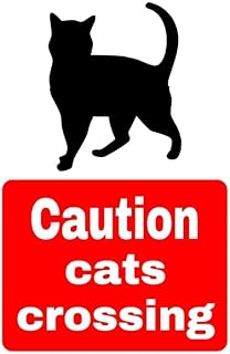 Caution Cats Crossing Sign Safety for Indoor Outdoor Use, Metal Sign 8x12 Inch