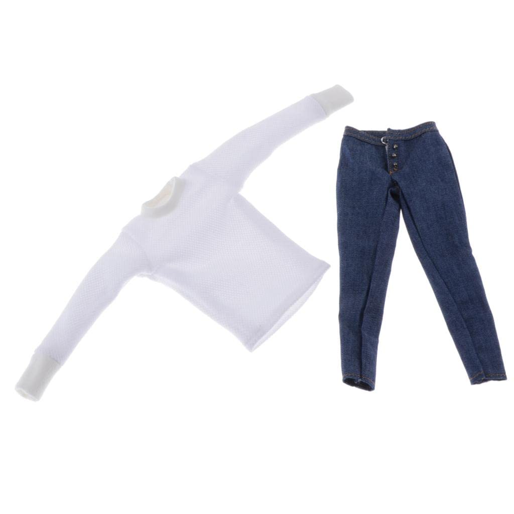 Figurine Articulée Femme Vêtements Décontractés Ensemble Pull Jean Tenue Soldat Tissu Adapté à la Collection Modèles Décoration