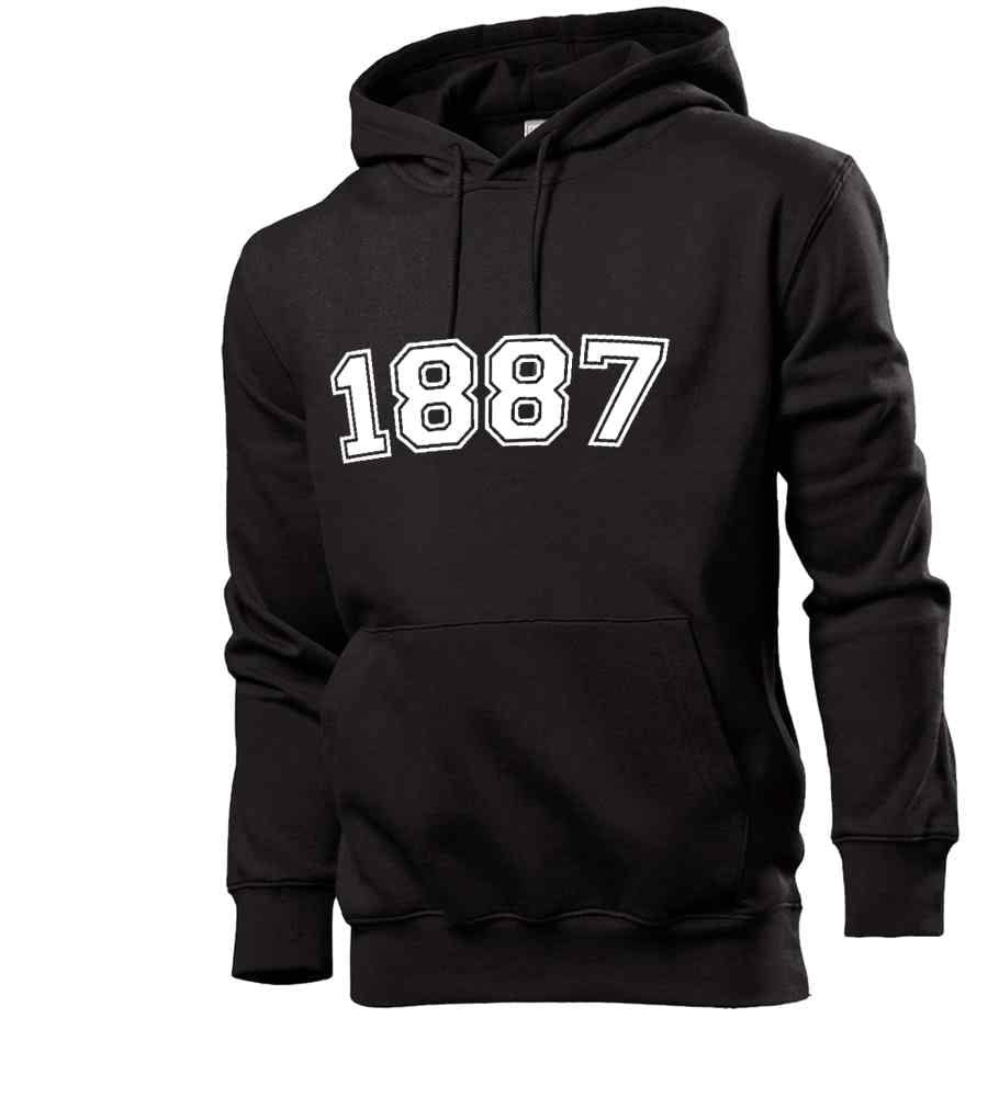 1887 męska bluza z kapturem rozpinana, czarny, M