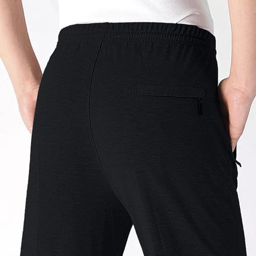 Stretch Waist Pants for Men Straight Leg Breathable Pant Classic Casual Solid Color Loose Fit Trousers with Pockets4
