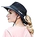 HindaWi Sun Hats for Women Wide Brim UV Protection Summer Beach Visor Cap Black