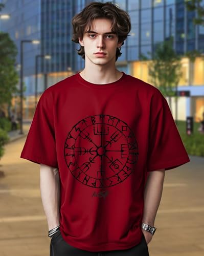 Image of AUSK Mens Loose Fit Oversized Printed Cotton T-Shirts Half Sleeve Drop Shoulder Men Tshirt