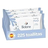 Biolane Toallitas H2O Bebé, 225 Toallitas (3 Packs de 75 Unidades), 99%...