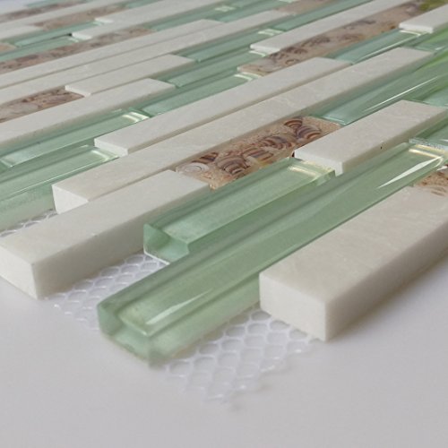 Art3D 5-Pieces Decorative Glass Tile Geniune Shell And Conch Mosaic Tile For Kitchen Backsplashes #TOP3