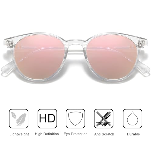 Image of Small Round Polarized Sunglasses for Women Men Compact Vintage Style UV400 Protection Classic Lightweight