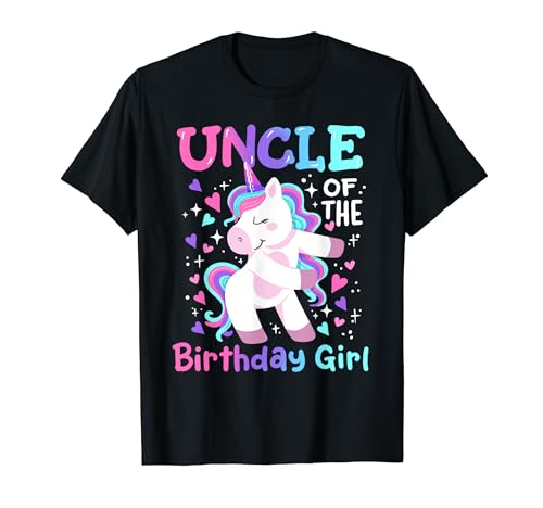 Uncle of the Birthday Girl Flossing Unicorn Family Matching T-Shirt