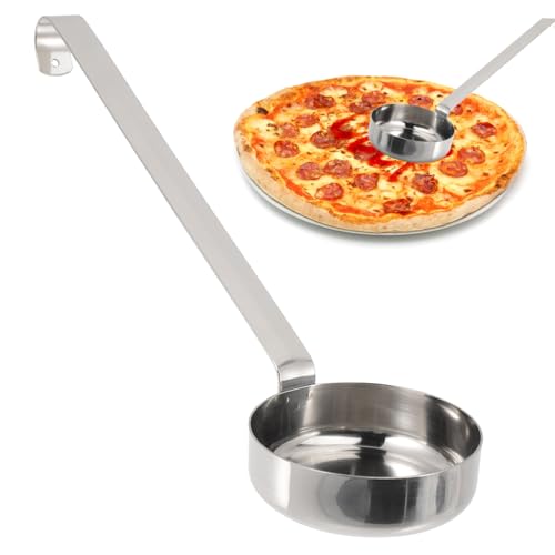 Toyvian Edelstahl Pizzasaucenlöffel Flach zum Genauen Portionieren und Gleichmäßigen Verteilen von Tomatensoße Küchenhelfer mit Stabilem Griff für Einfaches Kochen und Backen
