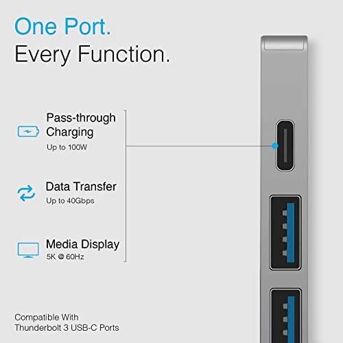 Image of 7 in 2 USB C Thunderbolt 3.0 Hub with 4K HDMI, 2 USB 3.0,SD,MicroSD,USBC&100W Pass Through Charging for MacBookPro 16-22&MacBookAir 18-22 Supports Intel,M1,M2 (7 in 2 (Space Grey))