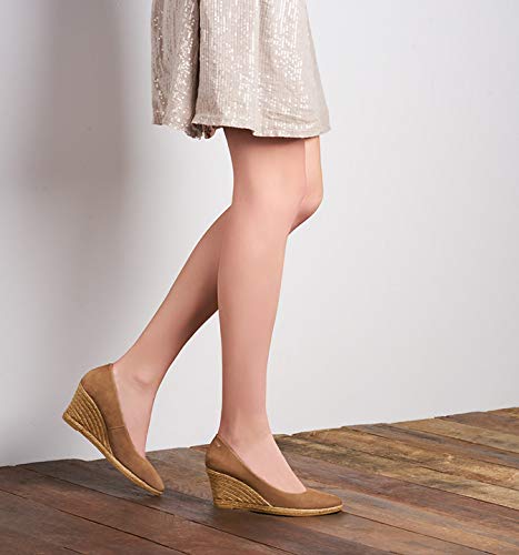 VISCATA Roses Espadrille Suede Wedges Spain Handmade 2 ½” Heel Women's Pumps with Soft, Premium Suede Upper and 100% Natural Jute Midsole for All Occasions: Casual, Work, Party