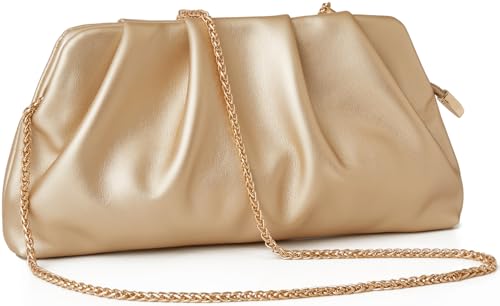 Image of Women's Clutch Purse,Evening Bag for Women Ruched Clutch Purse Detachable Metal Chain Crossbody Bag