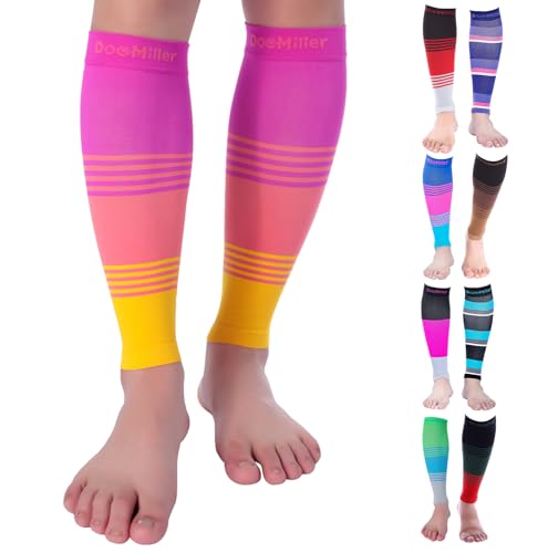 Doc Miller Compression Calf Sleeve for Men & Women, Medical Grade, 20-30mmHg Graduated Support for Running, Calf Tear, Shin Splints, Knee High, Calf Sleeves, Stripes Design, Extra Large Size,1 Pair