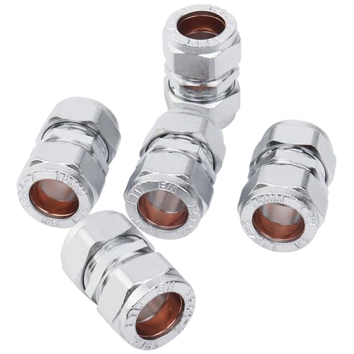 Unión de compresión de 15 mm cromada para reparar goteras en tuberías sin soplete LTWFITTING 2