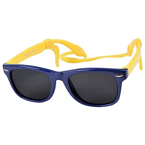 besbomig Clásicas Gafas de Sol Polarizadas para Niño Niña Bebé con UV 400 Protección Montura Rectangular y Flexible Gafas de Sol Infantiles de 3 a 12 Años