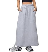 SOFIA'S CHOICE Women's Drawstring Maxi Skirt with Pockets High Waist A Line Long Skirts