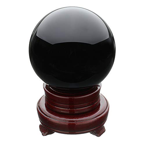 VIDOO 100Mm Noir Naturel Obsidian Sphère Grande Boule De Cristal Healing Stone avec Stand Base Base Décoration Décoration