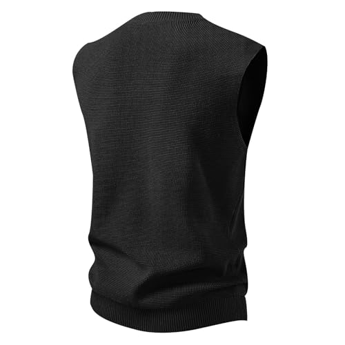 Men's Sweater Vest V-Neck Sleeveless Casual Knitted Pullover Vests Warm Waffle Textured Sweaters Tops for Fall Winter4