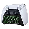 MoKo Keyboard for PS5 Controller with Green Backlight, Bluetooth Wireless Mini Keypad Chatpad for PlayStation 5, Built-in Speaker & 3.5mm Audio Jack for PS5 Controller Accessories