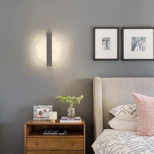 Comely Aplique Pared Interior 3000k/4500k/6500k Tricolor, Plata 12W 1500LM Lampara Pared LED, Apliques LED para Dormitorio Estar Pasillo Escaleras - imagen 2