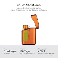 OLIGHT Baton 4 Kit, Taschenlampe led aufladbar mit dimmbarem Ladecase, kleine Lampe mit bis zu 190 Tagen Laufzeit, 1300 Lumen und 170m Leuchtweite für den Arbeit und Alltag, IPX8 wasserdicht, Orange – Ansicht 3