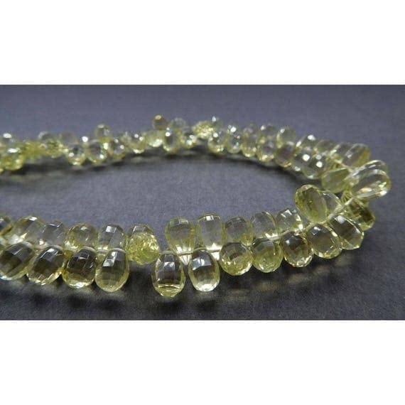 Perles teardrop beads en quartz citron facetté 5x7mm pour création de bijoux