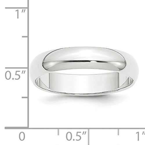 Roy Rose Jewelry Platinum 5mm Wide Polished Half-Round Wedding Band Ring Sizes 4 to 124