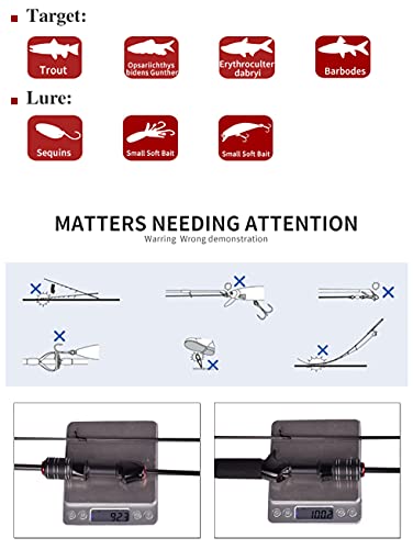 Mavllos Delicacy Canne à pêche UL, 1,8 m, 0,6-8 g, Canne à pêche Baitcast en fibre de carbone ultra légère, creuse + 2… - Image 4