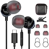 USB C Headphones with Microphone, Jelanry USB Type C Earbuds Hi-Fi Stereo Bass Wired Earphones Volume Control for Samsung Galaxy S20 FE 5G S21 Note 20 Ultra,OnePlus 9 Pro,Pixel 6 Pro 5 4XL,iPad Mini