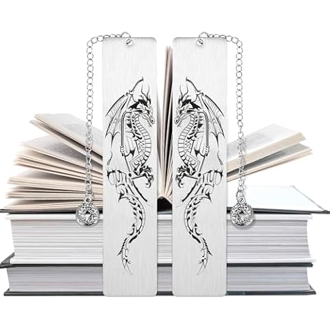 2Pcs Dragon Bookmark Gift for Men or Boy, Cool Bookmarks, Book Marks for Adults and Kids, Fantasy Gifts for Men(Style B) Cover
