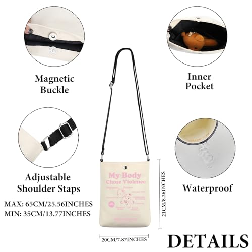 PWHAOO POTS Inspired Gift My Body Chose Violence Crossbody Bag POTS Awareness Travel Bag POTS Syndrome Fighter Gift2