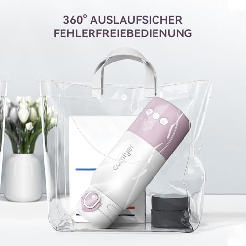 Tragbarer Flaschenwärmer unterwegs für Baby,Schnelles Aufheizen und Lange Akkulaufzeit 12000mAh, Zwei Heizmodi für Muttermilch und Wasser, 340ml Kapazität, für Auto-und Flugzeugreisen