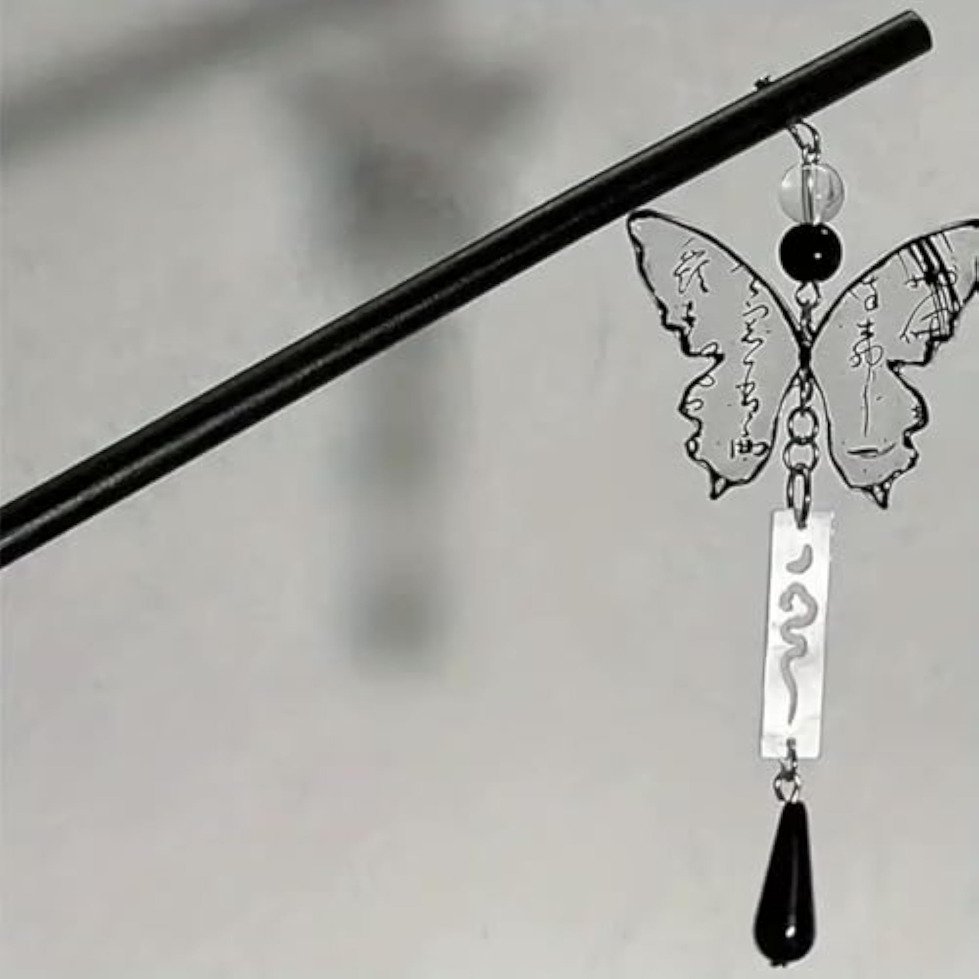Chinese-Style Calligraphy Butterfly Hairpin, Vintage Antique Design