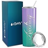 Personalized Skinny 20 oz with Lid Mermaid Glitter Customized Laser Engraved Cup Gift Stainless Stee