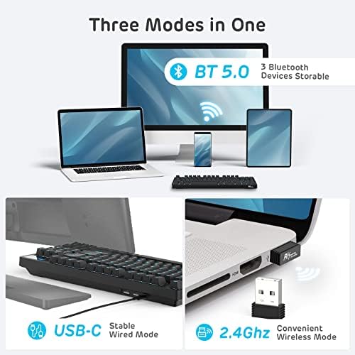 RK ROYAL KLUDGE RK89 85% Triple Mode BT5.0/2.4G/USB-C Hot Swappable Mechanical Keyboard, 89 Keys Compact Mechanical Keyboard with Detachable Frame & Software (Hot-Swappable Brown Switch, Black)
