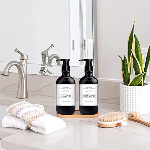 Zumrukes Black Soap Dispenser, 3 Pack 17 Oz Refillable Plastic Hand Soap/Dish Soap Dispenser With Pump And 12 Waterproof Labels, Empty Soap Bottle Dispenser For Shampoo, Conditioner, Body Wash #TOP3