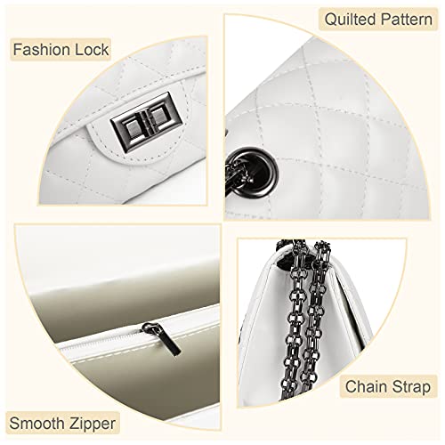 Image of Gladdon Quilted Crossbody Purse for Women Trendy Shoulder Bags | Stylish Shoulder Purse,Quilted Pattern,Structured bag,Chain Strap,Spacious Enough,Casual and Dressy Outfits,Any Occasion