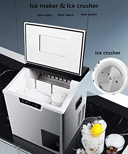 Máquina fabricadora de hielo de auto-limpieza para encimera, 18 cubos en 8 minutos, portátil y compacta, con cucharón y canasta para hielo, acero inoxidable, ideal para hogar/cocina/oficina/bar, color plata miniatura 4