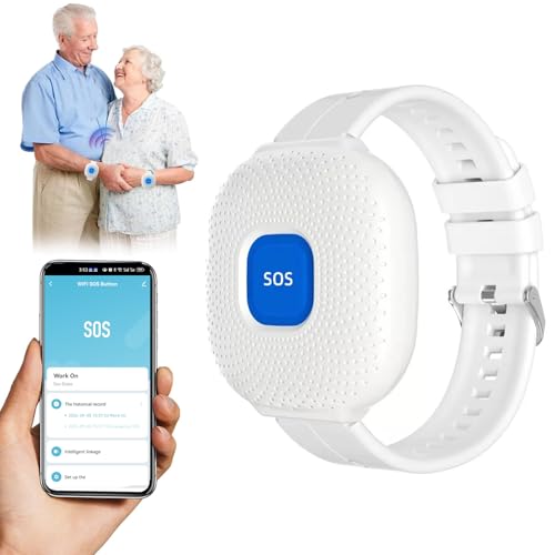 Bracelet Alarme Personne Agee sans Fil, Bouton Appel Urgence Alarme Personne Agée SOS Patients Handicapés (Montre WiFi)