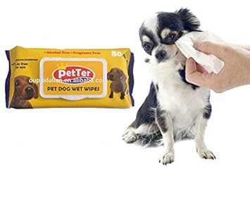 Portable Hygienic Multipurpose Pet Wipes for Cleaning Paws, Face, Eyes, Ears and Stain Remover for Dog/Puppy/Cat/Kitten (80 Wipes)